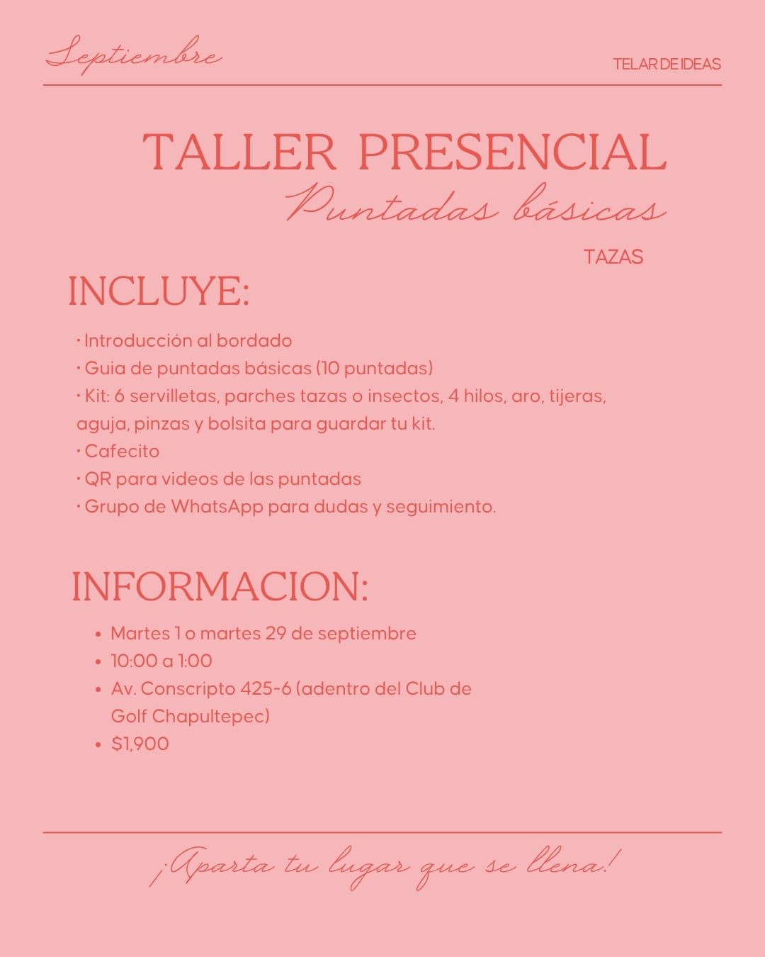 TALLER PRESENCIAL 29 SEP